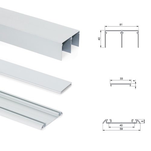 Sistema scorrevole per armadio 2 ante a scorrimento inferiore Placard con profili Wave e chiusura soft
