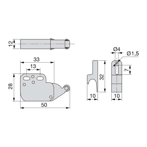 Chiusura a cricchetto Fast Latch per mobile (L.20 P.18 H.3) 10 UN
