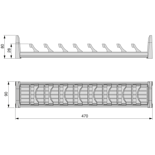 Portapiatti Orderbox 90x470 per cassetto