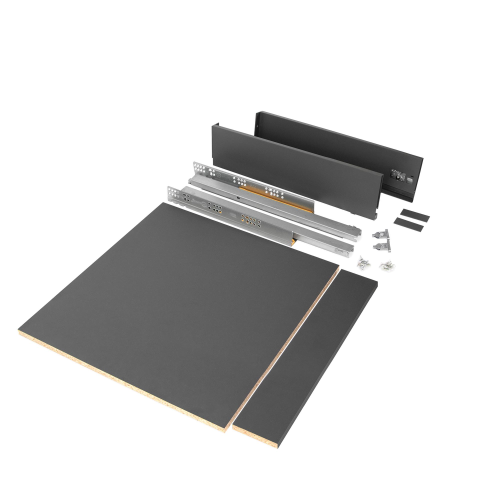 Kit cassetto per cucina o bagno Vertex di altezza 93mm con pannelli inclusi e regolazione 3D
