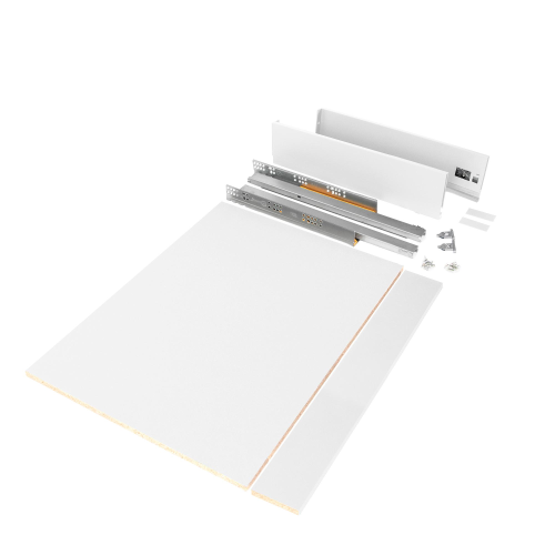 Kit cassetto per cucina o bagno Vertex di altezza 93mm con pannelli inclusi e regolazione 3D