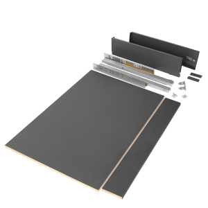 Kit cassetto per cucina o bagno Vertex di altezza 93mm con pannelli inclusi e regolazione 3D