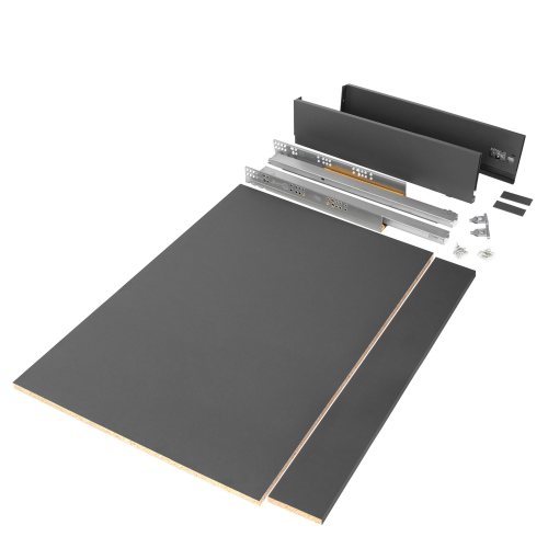 Kit cassetto per cucina o bagno Vertex di altezza 93mm con pannelli inclusi e regolazione 3D