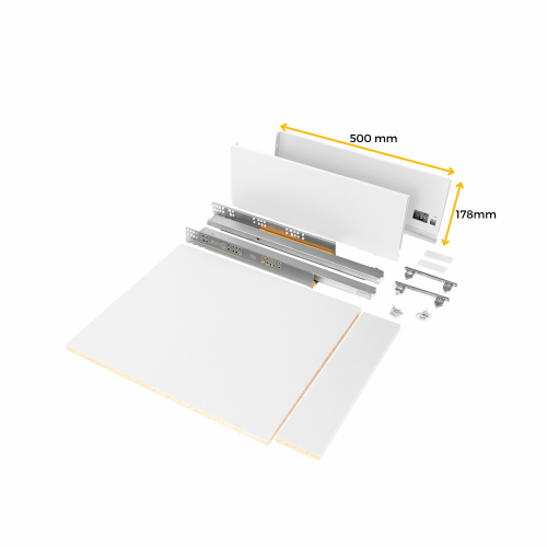 Kit cassetto per cucina o bagno Vertex di altezza 178mm con pannelli inclusi e regolazione 3D