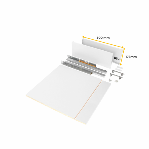 Kit cassetto per cucina o bagno Vertex di altezza 178mm con pannelli inclusi e regolazione 3D