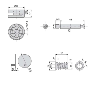 Kit eccentrici Big con bussole e tiranti M8 (L.16 P.15 H.3) 10 UN
