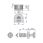 Kit scodellino di unione Fix D. 20 x 12,5 mm e perni D. 6 mm (L.8 P.15 H.8) 20 SET