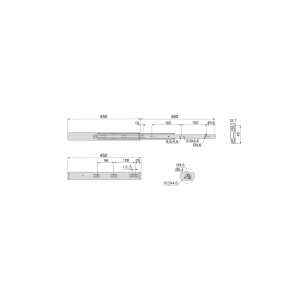 Guide a sfere per cassetti con estrazione totale e chiusura soft, altezza 45 mm