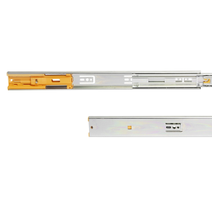 Guide a sfere per cassetti con estrazione totale e chiusura soft, altezza 45 mm
