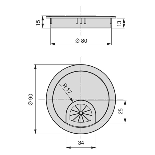 Passacavi Circum (Ø60mm, Ø80mm) (L.16,5 P.10 H.9,5) 7 UN