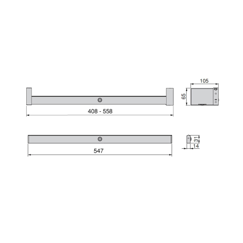 Barra appendiabili per armadi Castor con luce LED, batteria rimovibile e sensore di movimento