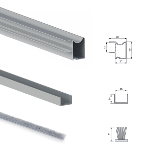 Sistema scorrevole per armadio 2 ante a scorrimento inferiore Placard con profili Wave e chiusura soft