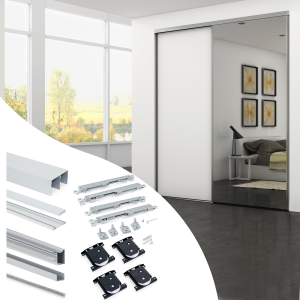 Sistema scorrevole per armadio 2 ante a scorrimento inferiore Placard con profili Wave e chiusura soft