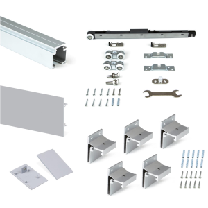 Sistema Railway per ante scorrevoli sospese in legno con chiusura soft