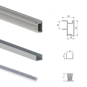 Sistema scorrevole per armadio 2 ante a scorrimento inferiore Placard con profili Sharp e chiusura soft