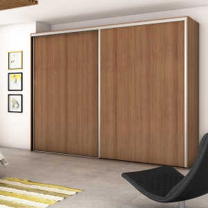 Sistema scorrevole per armadio 2 ante a scorrimento inferiore Placard con profili Sharp e chiusura soft