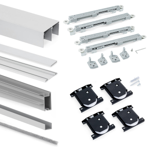Sistema scorrevole per armadio 2 ante a scorrimento inferiore Placard con profili Sharp e chiusura soft