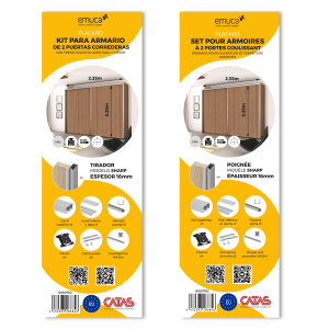 Sistema scorrevole per armadio 2 ante a scorrimento inferiore Placard con profili Sharp e chiusura soft