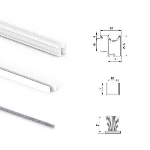 Sistema scorrevole per armadio 2 ante a scorrimento inferiore Placard 74 con profili Wave e chiusura soft