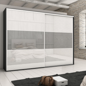Sistema scorrevole per armadio 2 ante a scorrimento inferiore Placard 74 con profili Wave e chiusura soft