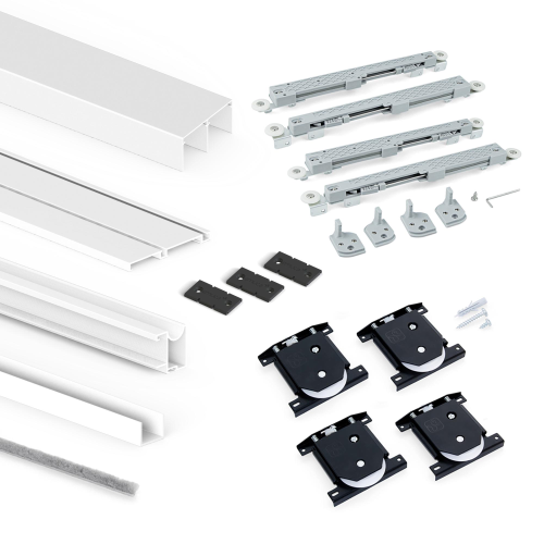 Sistema scorrevole per armadio 2 ante a scorrimento inferiore Placard 74 con profili Wave e chiusura soft