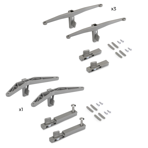 Kit Zero di supporti per mensole in legno e moduli