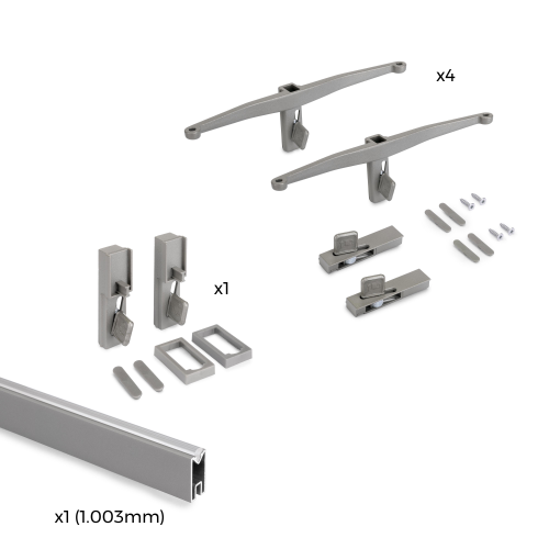 Kit Zero di supporti per mensole in legno e barra appendiabiti