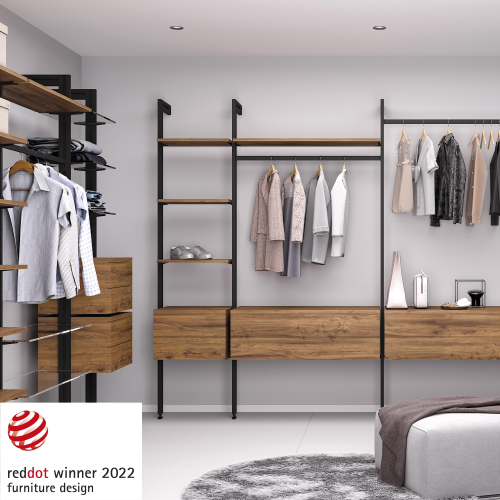 Kit Zero di supporti per mensole in legno e barra appendiabiti