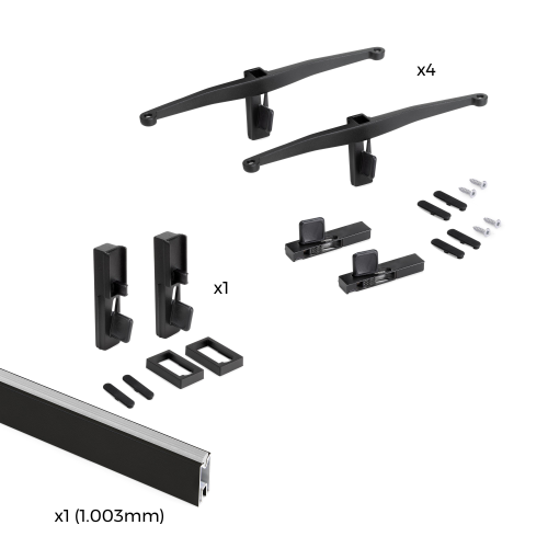 Kit Zero di supporti per mensole in legno e barra appendiabiti