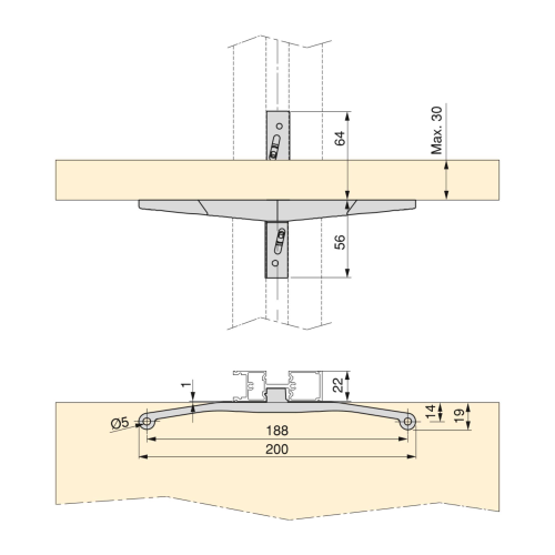 Kit Zero di supporti per mensole in legno e barra appendiabiti