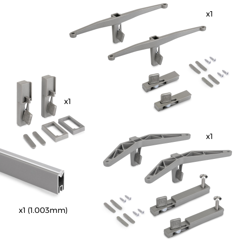 Kit Zero di supporti per mensole in legno, modulo e barra appendiabiti
