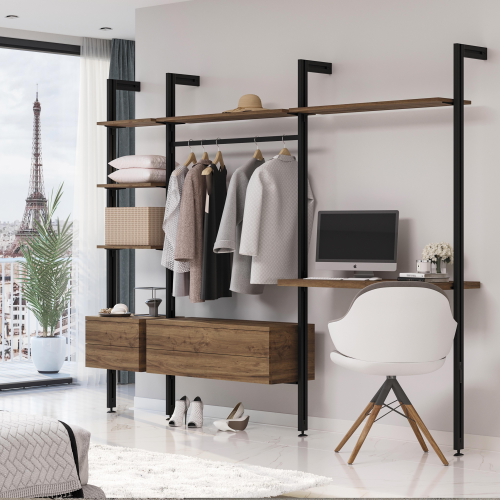 Kit Zero di supporti per mensole in legno, modulo e barra appendiabiti