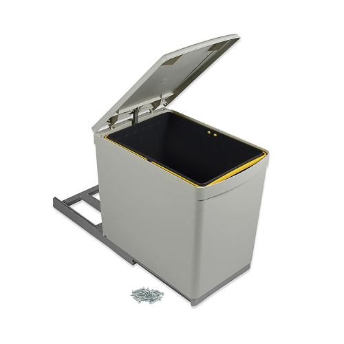 Pattumiera per differenziata, fissaggio inferiore estrazione manuale, 1 contenitore da 16 L e coperchio apertura automatica (L.37,5 P.24 H.39) 1 UN