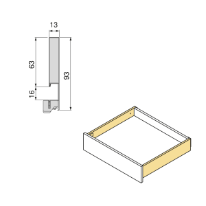 Cassetto esterno Vertex, 40kg, altezza 93mm e regolazione 3D