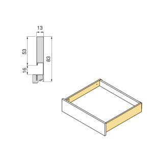 Cassetto esterno Vertex, 40kg, altezza 83mm e regolazione 3D