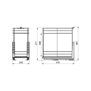 Carrello estraibile con cestelli e carrello del pane Titane con fissaggio inferiore e chiusura soft