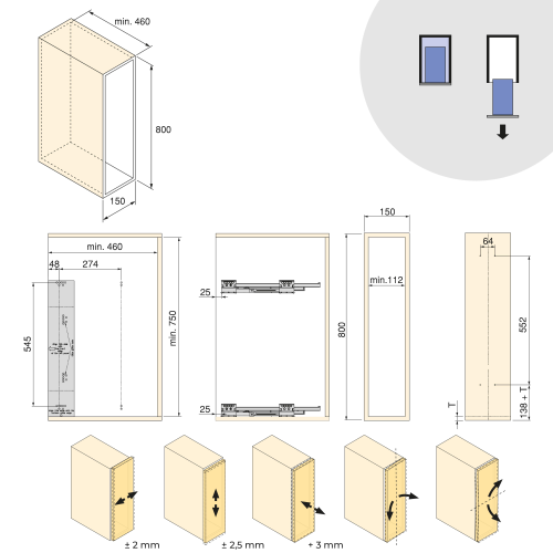 Portabottiglie laterale estraibile Harmony con chiusura soft