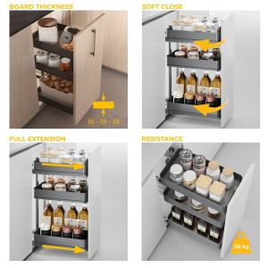 Carrello estraibile Harmony con chiusura soft
