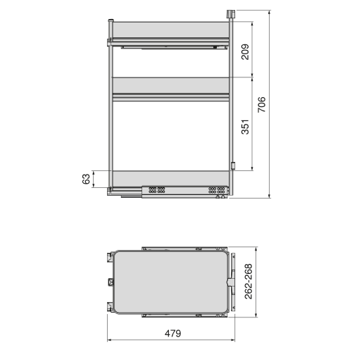 Carrello estraibile Harmony con chiusura soft