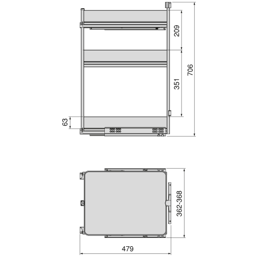 Carrello estraibile Harmony con chiusura soft