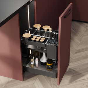 Carrello estraibile con cestelli e accessori Harmony con chiusura soft