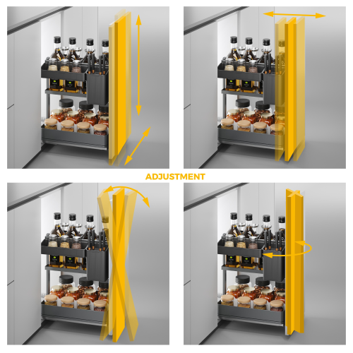 Carrello estraibile con cestelli e accessori Harmony con chiusura soft