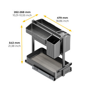 Carrello estraibile con cestelli e accessori Harmony con chiusura soft