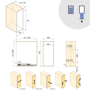 Carrello estraibile con cestelli e accessori Harmony con chiusura soft