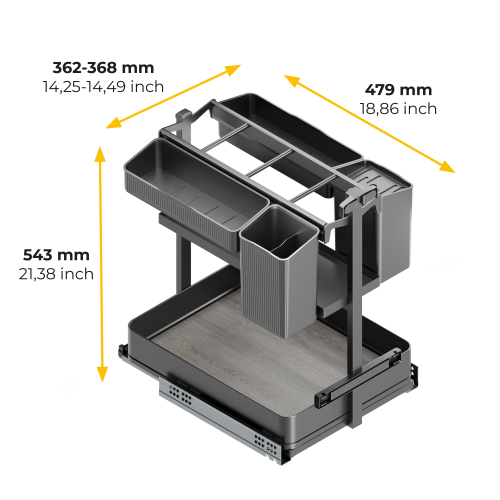 Carrello estraibile con cestelli e accessori Harmony con chiusura soft