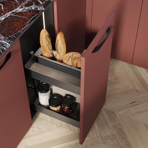 Carrello estraibile con cestelli e portapane Harmony con chiusura soft