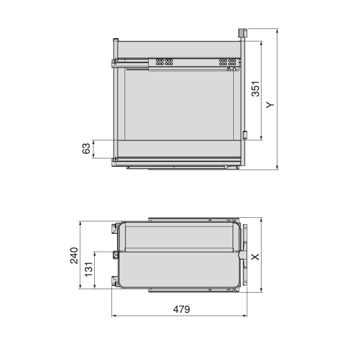 Carrello estraibile con cestelli e portapane Harmony con chiusura soft