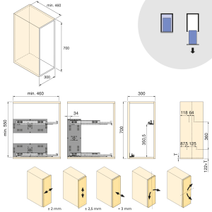 Carrello estraibile con cestelli e portapane Harmony con chiusura soft