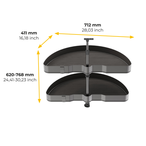 Coppia di cestelli girevoli Harmony semicircolare