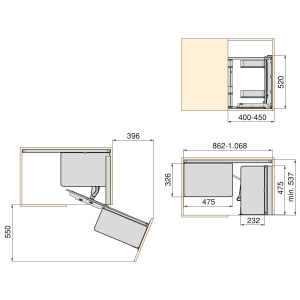 Sistema estraibile Harmony per mobili da cucina